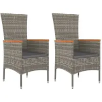 vidaXL Chaises de jardin avec coussins 2 pcs. Poly rotin gris