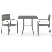 vidaXL Ensemble de jardin 3 pièces Poly rotin Anthracite et gris