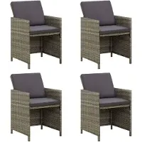 vidaXL Chaises de jardin avec coussins 4 pcs. Poly rotin gris