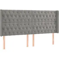 vidaXL Tête de lit avec oreilles gris clair 203x16x118/128 cm velours