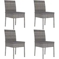 vidaXL Chaises à manger de jardin lot de 4 Résine tressée Gris