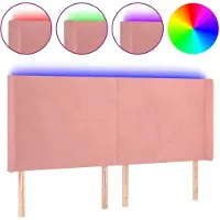 vidaXL Tête de lit LED rose 183x16x118/128 cm velours