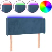 vidaXL Tête de lit LED bleu foncé 93x16x78/88 cm velours