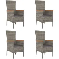 vidaXL Chaises de jardin avec coussins 4 pcs. Poly rotin gris