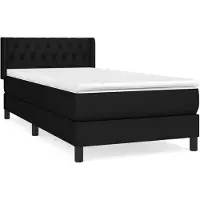 vidaXL Lit boxspring avec matelas noir 90x190 cm Tissu