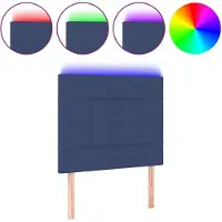 vidaXL Tête de lit LED bleue 90x5x118/128 cm Tissu