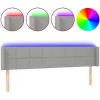 vidaXL Tête de lit LED gris clair 203x16x78/88 cm Tissu