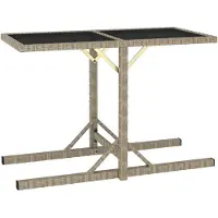 vidaXL Table de jardin Beige 110x53x72 cm Verre et résine tressée