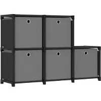 vidaXL Étagère d'affichage 5 cubes et boîtes Noir 103x30x72,5 cm Tissu