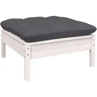 vidaXL Tabouret de jardin avec coussin anthracite Blanc Pin massif