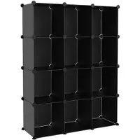 vidaXL Cubes de rangement 12 pcs Noir PP