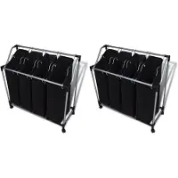 vidaXL Trieuses à linge avec sacs 2 pcs Noir et Gris