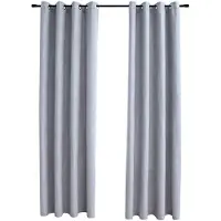 vidaXL Rideaux occultants avec anneaux en métal 2 pcs Gris 140x175 cm