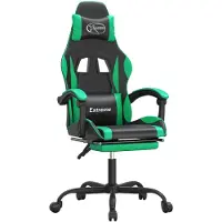 vidaXL Chaise de jeu avec repose-pieds Noir et vert Similicuir