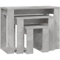 vidaXL Tables gigognes 3 pcs Gris béton Bois d'ingénierie