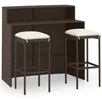vidaXL Ensemble bar de jardin 3 pièces avec coussins Marron