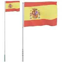 vidaXL Drapeau de l'Espagne avec mât 5,55 m Aluminium