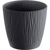 Prosperplast Pot De Fleurs 23,9 Cm Sandy P Rond Avec Soucoupe Anthracite