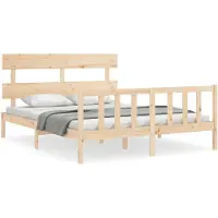 vidaXL Lit en bois massif avec tête de lit 160x200 cm