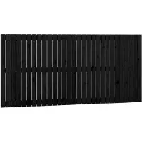 vidaXL Tête de lit murale noire 185x3x90 cm pin massif