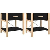 vidaXL Tables de chevet 2 pcs Noir 42x38x45 cm Bois d’ingénierie