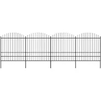 vidaXL Clôture de jardin avec lances (1.75-2)x6.8 m acier noir