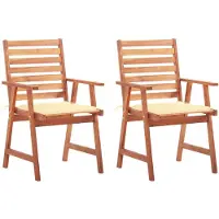 vidaXL Chaises de jardin 2 pièces avec coussins en bois massif d'acacia