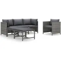 vidaXL Ensemble salon de jardin 6 pièces avec coussins Poly rotin gris