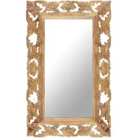 vidaXL Miroir sculpté à la main Marron 80x50cm Bois de manguier massif