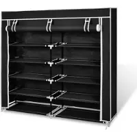 vidaXL Armoire à chaussures avec housse 115 x 28 x 110cm Tissu Noir