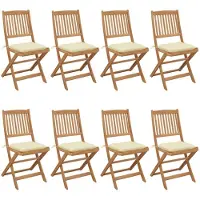 vidaXL Chaises de jardin pliantes 8 pcs. avec coussins en bois massif d'acacia