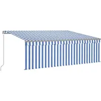 vidaXL Store manuel rétractable avec enrouleur 4,5x3 m bleu et blanc