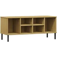 vidaXL Étagère à chaussures pieds en métal Brun 106x35x45 cm Bois OSLO