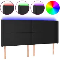 vidaXL Tête de lit LED noir 183x16x118/128 cm similicuir