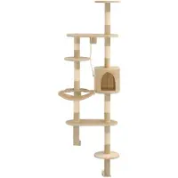 vidaXL Arbre à chat mural avec colonnes à griffer en sisal 194 cm Beige