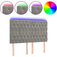 vidaXL Tête de lit LED gris clair 160x7x118/128 cm velours