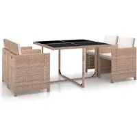 vidaXL Ensemble de jardin 5 pièces avec coussins Poly Rattan Beige