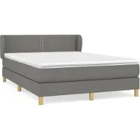 vidaXL Lit boxspring avec matelas gris foncé 140x190 cm Tissu