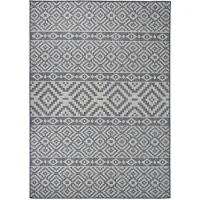 vidaXL Tapis à tissage plat d'extérieur 120x170 cm Rayures bleues