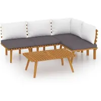 vidaXL Ensemble de salon de jardin 5 pièces avec coussins en bois massif d'acacia
