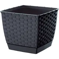 Prosperplast Pot Plastique Carré Avec Soucoupe Drlk250-S433 - Gris Anthracite -