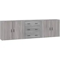 vidaXL Sideboards 3 pcs. Gris Sonoma Matériau dérivé du bois