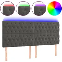 vidaXL Tête de lit LED gris foncé 200x7x118/128 cm velours