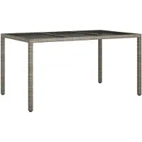vidaXL Table de jardin 150x90x75 cm verre dur et poly rotin gris