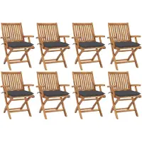 vidaXL Chaises de jardin pliantes avec coussins 8 pcs. Bois massif teck