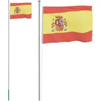 vidaXL Drapeau de l'Espagne avec mât 6,23 m Aluminium