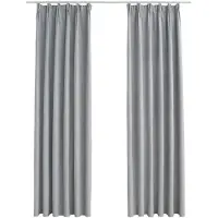 vidaXL Rideaux occultants avec crochets 2 pcs Gris 140x225 cm