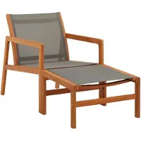 vidaXL Chaise de jardin avec repose-pieds Gris Eucalyptus massif Textilène