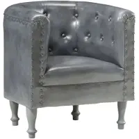 vidaXL Fauteuil Gris Cuir véritable