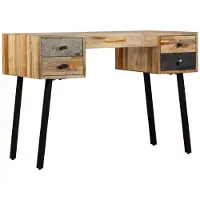 vidaXL Bureau Teck de récupération massif 110 x 50 x 76 cm